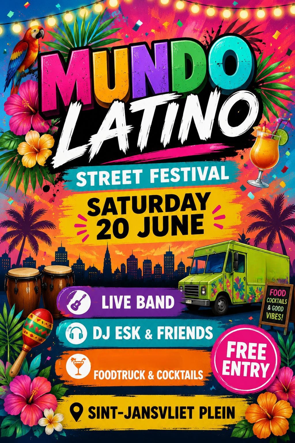 Flyer de Mundo Latino Street festival